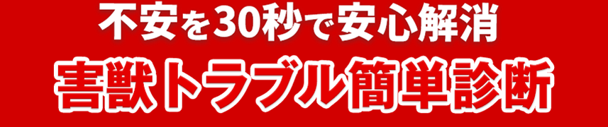 不安を30秒で安心解消、害獣トラブル簡単診断。迅速な原因特定が安心価格のポイント